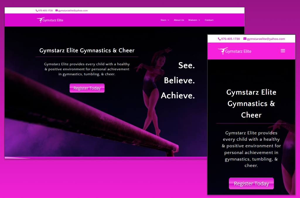 Gymstarz Elite Gymnastics Website Optimization & Design